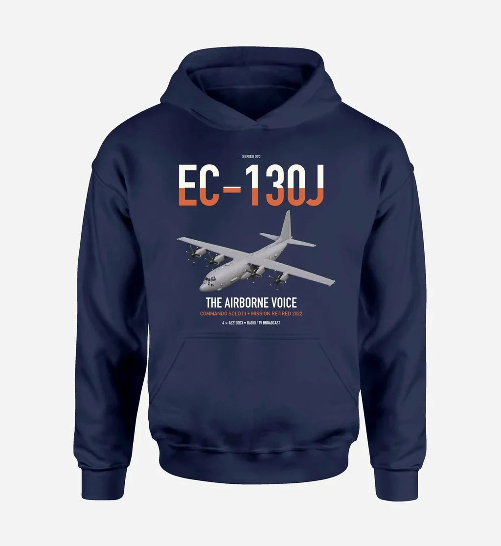 EC-130J Commando Solo III design on navy blue double-side hoodie, single-side print
