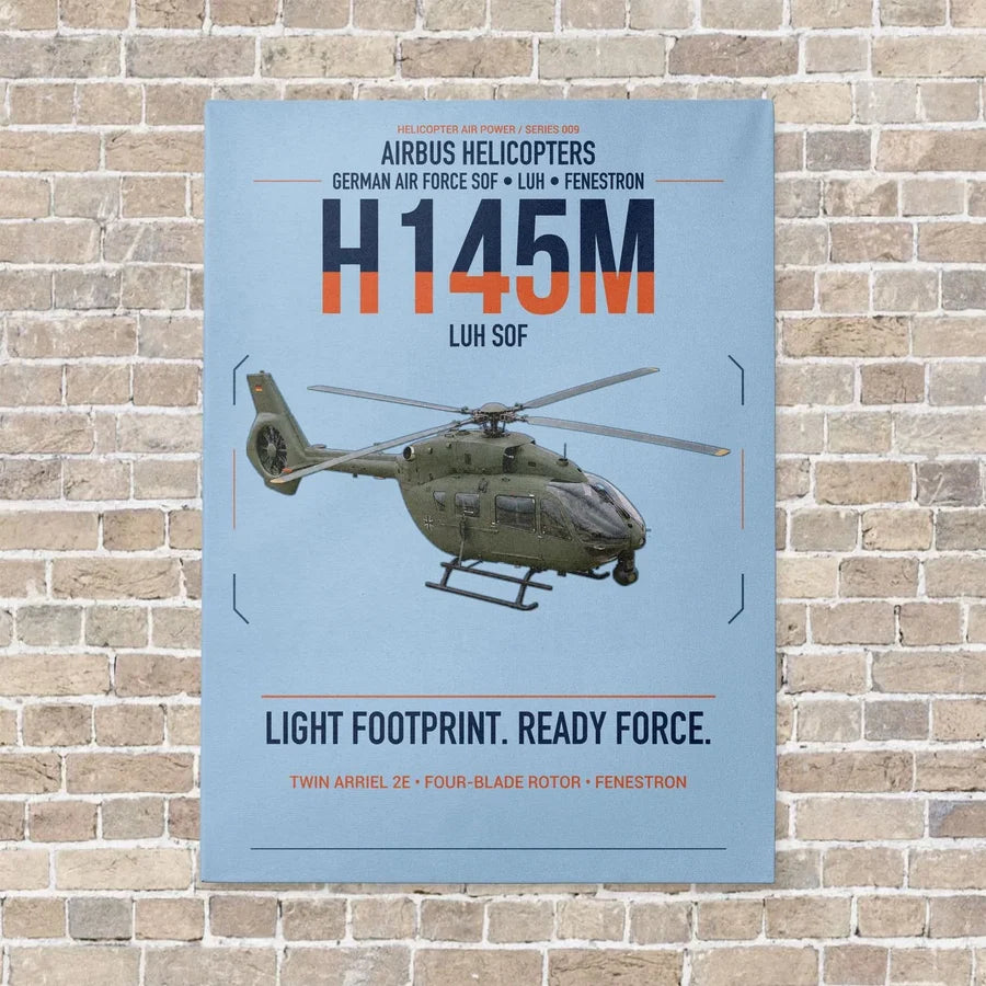 Airbus Helicopters H145M LUH SOF vertical canvas print - no frame - light blue background