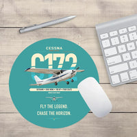Thumbnail for Cessna 172 Skyhawk design on turquoise round mouse pad