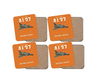Thumbnail for Saab AJ 37 Viggen design on orange 4 pieces set coaster
