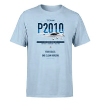 Thumbnail for Tecnam P2010 design on light blue t-shirt, single-side print