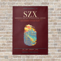Thumbnail for Shenzhen Bao'an International Airport SZX - Canvas Framed - Dark Red