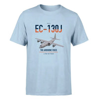 Thumbnail for EC-130J Commando Solo III design on light blue double-side t-shirt, single-side print