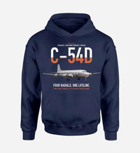 Thumbnail for C-54D Skymaster design on navy blue double-side hoodie, single-side print