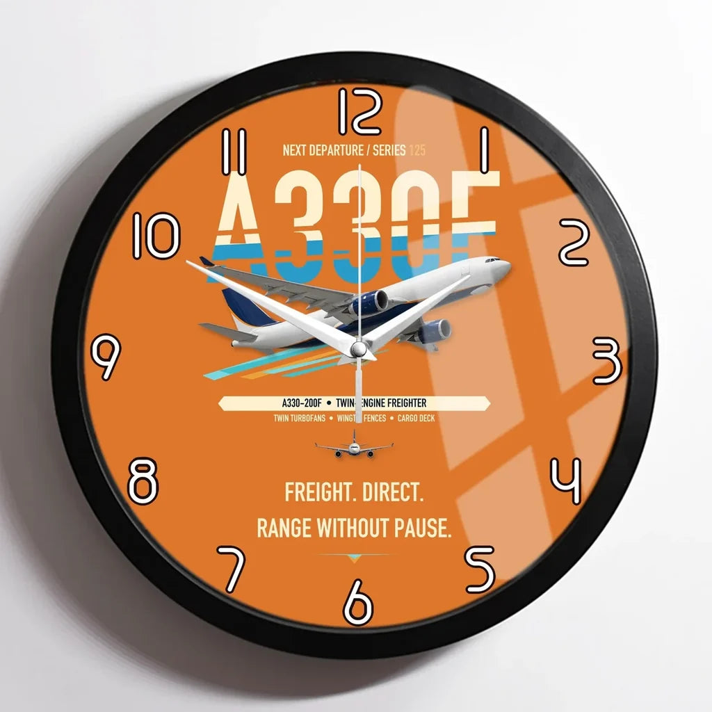 Airbus A330-200F design on orange framed wall clock