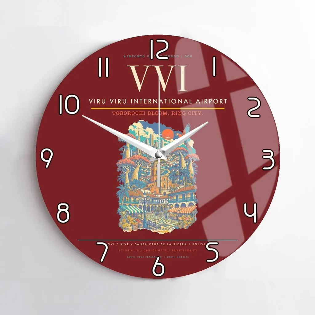 Viru Viru International Airport VVI Wall-Clock No-Frame - Dark Red
