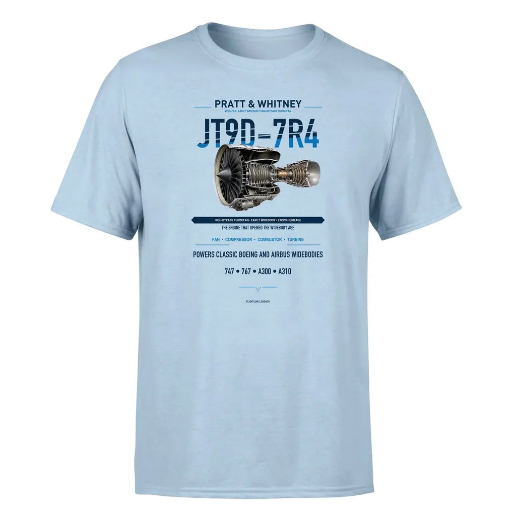JT9D-7R4 design on light blue single side
