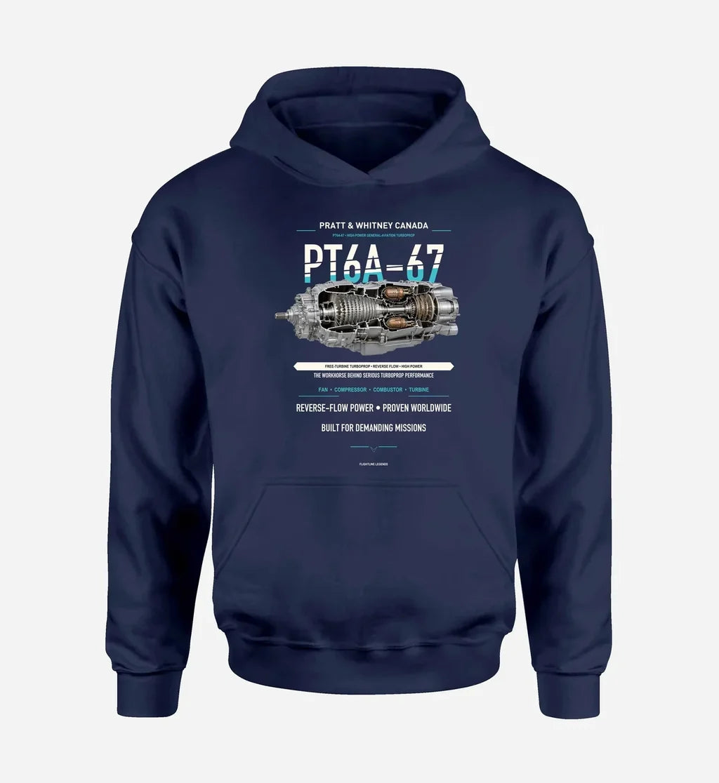 PT6A-67 design on navy blue hoodie single side
