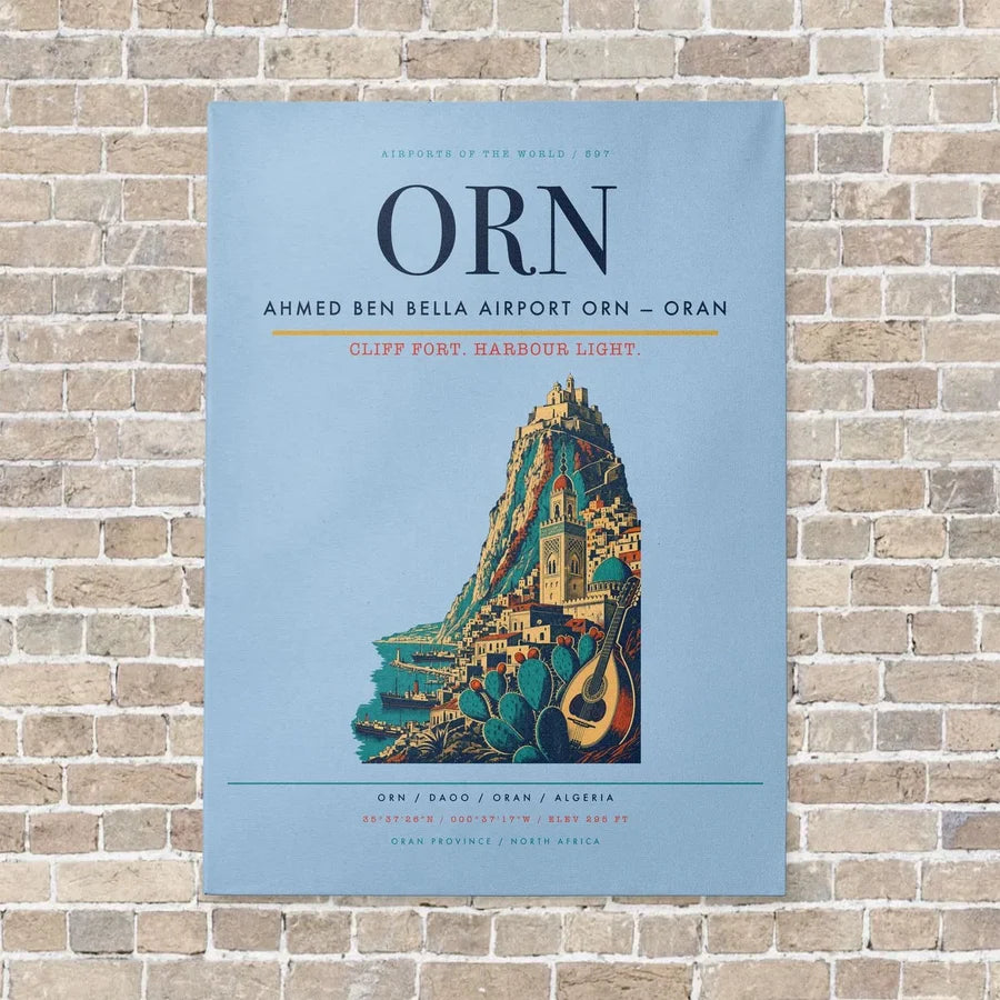 Ahmed Ben Bella Airport ORN — Oran vertical canvas print - no frame - light blue background
