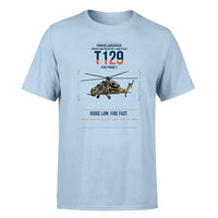 Thumbnail for Turkish Aerospace T129 ATAK Phase 2 design on light blue t-shirt, single-side print