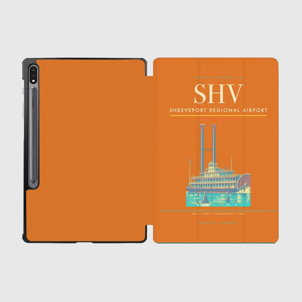 Shreveport Regional Airport (SHV) design on orange samsung tablet tablet case