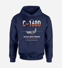Thumbnail for Transall C-160D design on navy blue double-side hoodie, single-side print
