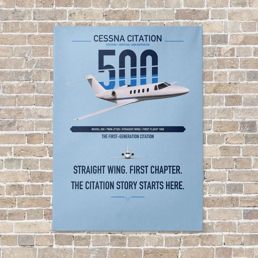 Cessna Citation 500 - Citation I vertical canvas print - no frame - light blue background