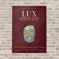 Thumbnail for Luxembourg Airport LUX - Canvas Framed - Dark Red