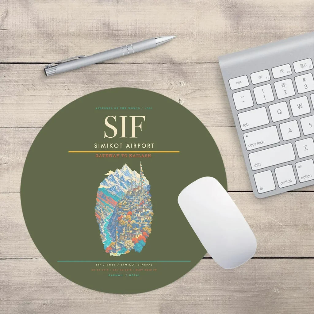 Simikot Airport SIF Mouse-Pad Round - Green Army