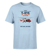 Thumbnail for Sikorsky S-92A design on light blue t-shirt, single-side print