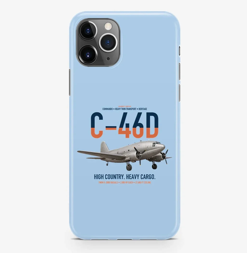 C-46D Commando design on light blue magsafe iphone case, for iPhone Pro Max
