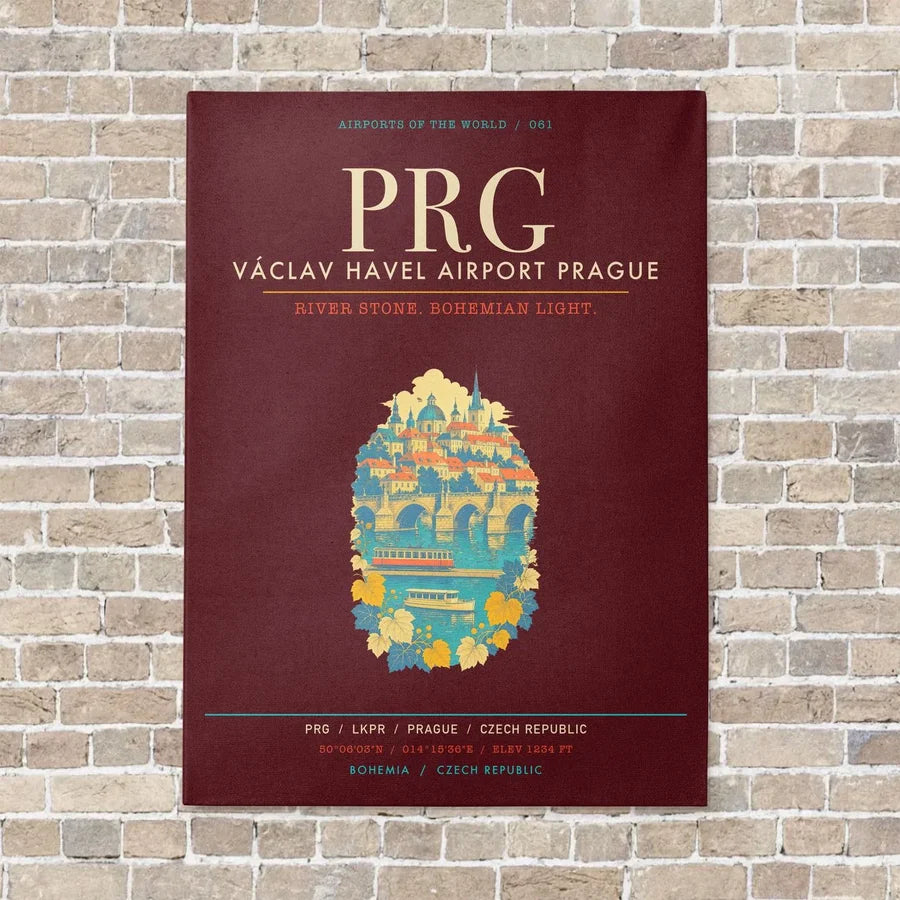 Vaclav Havel Airport Prague PRG - Canvas Framed - Dark Red