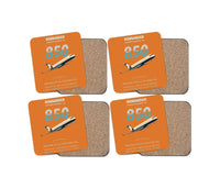 Thumbnail for Bombardier Challenger 850 design on orange 4 pieces set coaster
