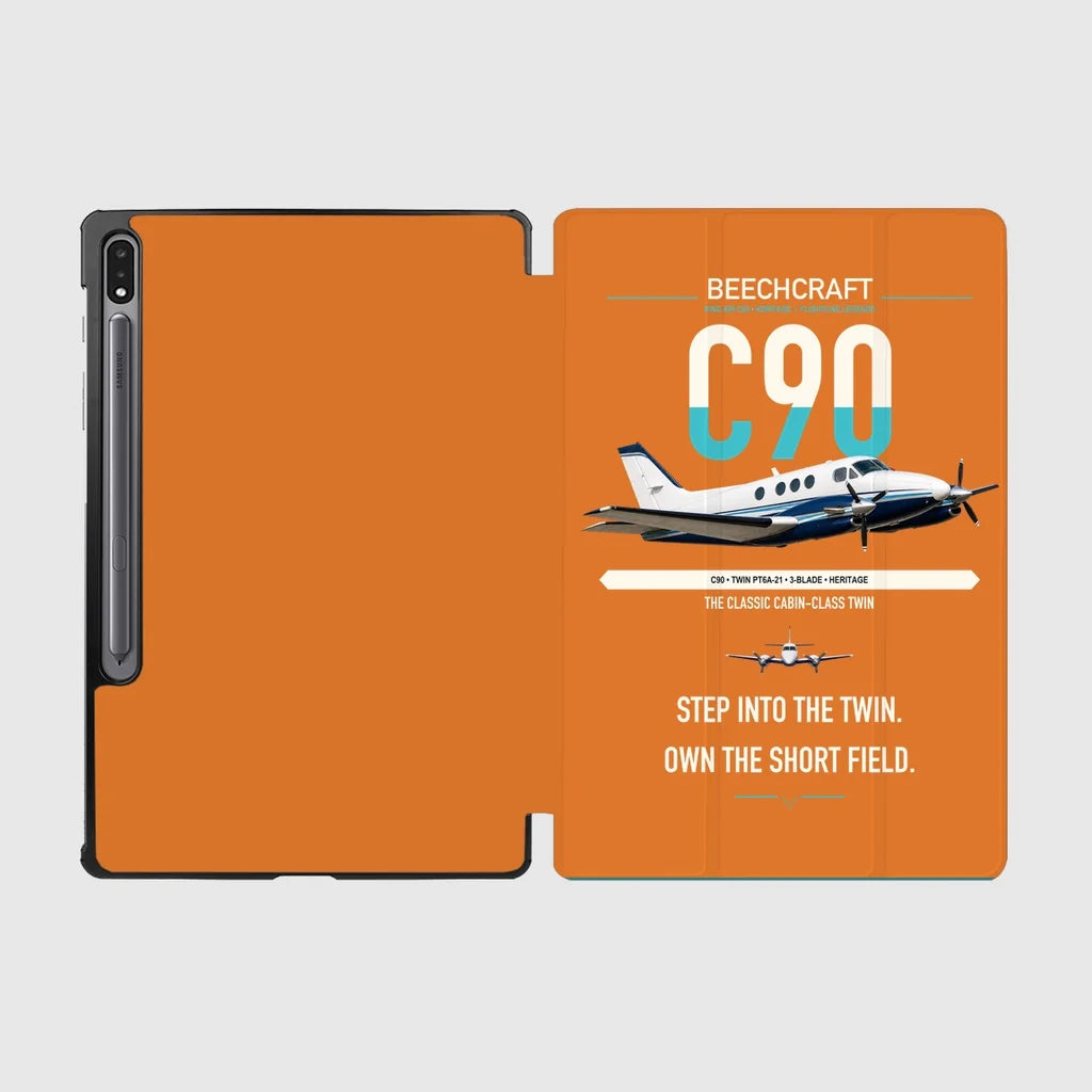 Beechcraft King Air C90 design on orange samsung tablet tablet case