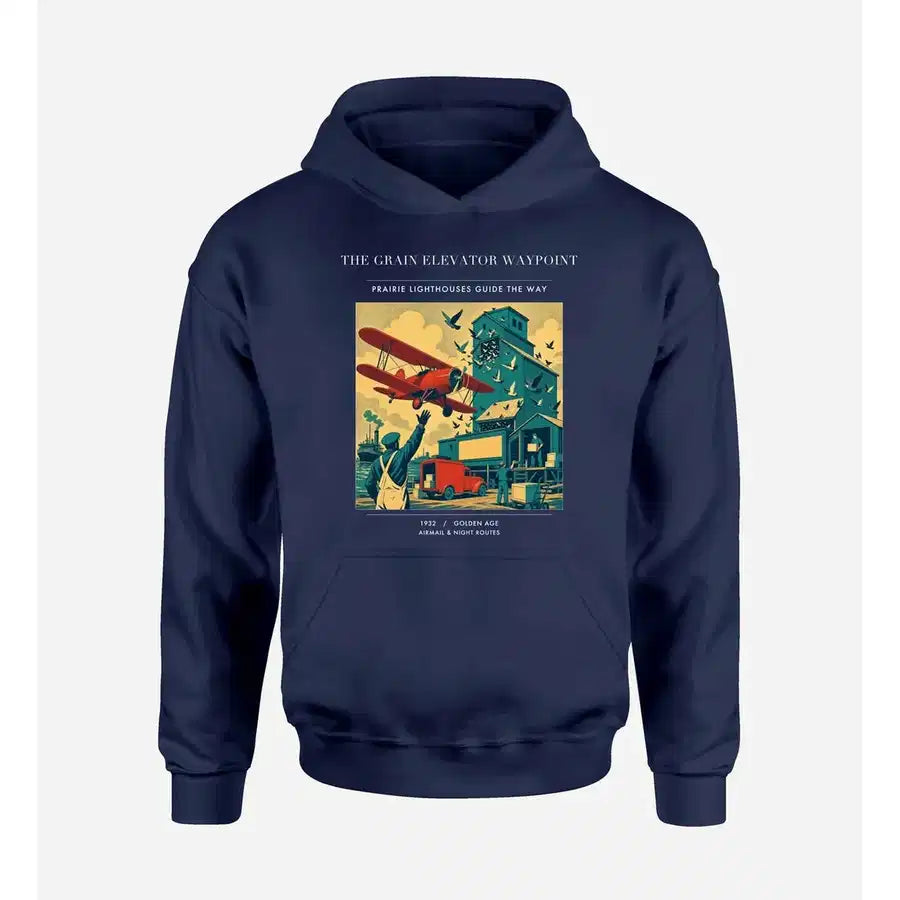 VINTAGE G4451 - The Grain Elevator Waypoint - Premium Hoodie design on navyblue premium