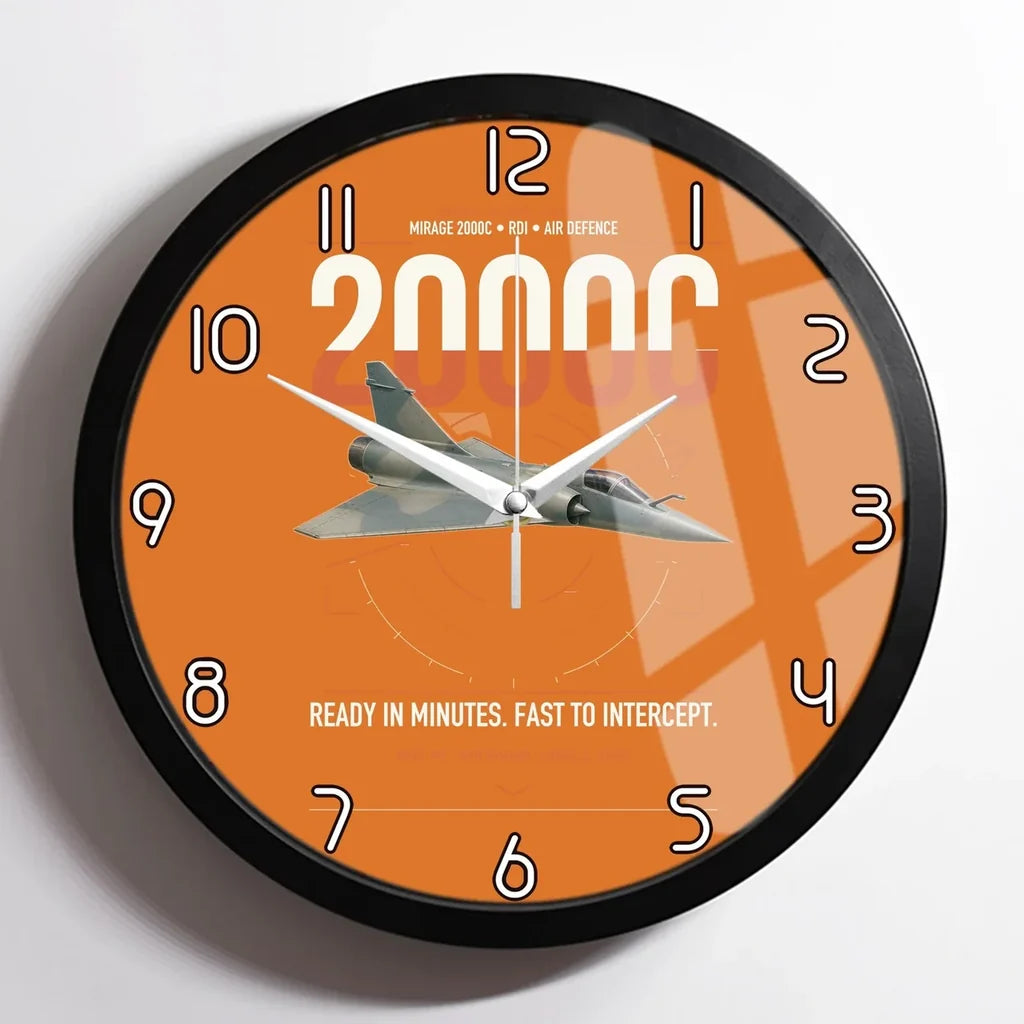 Dassault Mirage 2000C RDI design on orange framed wall clock