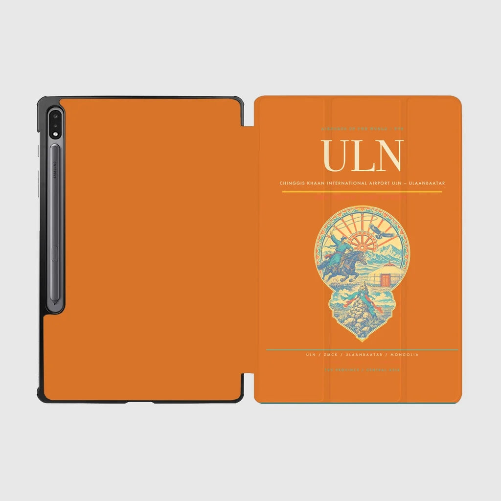 Chinggis Khaan International Airport (ULN) design on orange samsung tablet tablet case