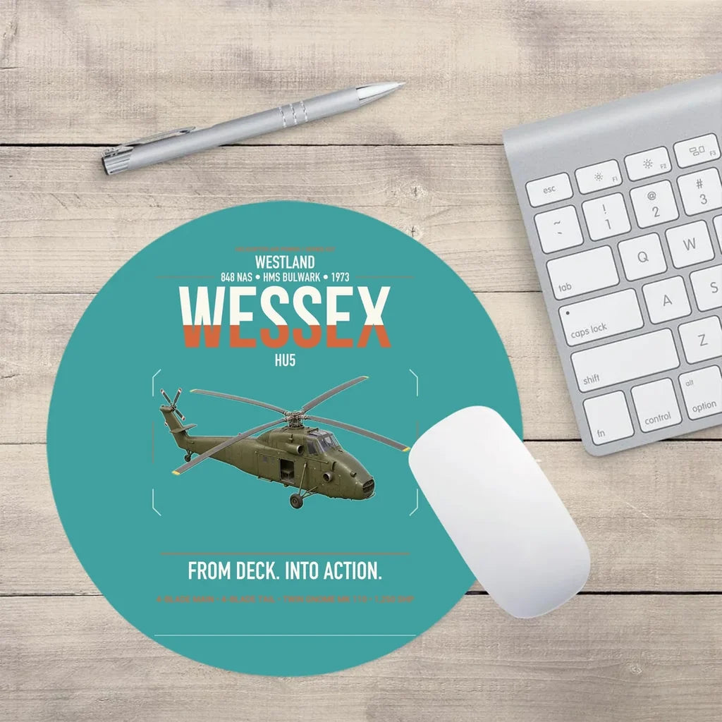 Westland Wessex HU5 design on turquoise round mouse pad