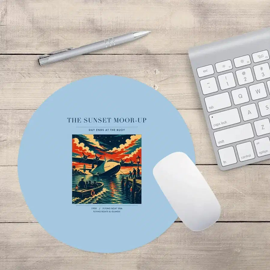 VINTAGE G4277 - The Sunset Moor-Up - Designed Mouse Pads design on lightblue round