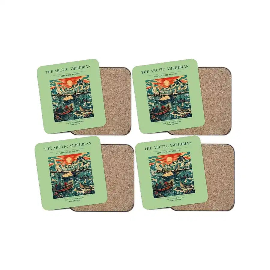 The Arctic Amphibian - Designed Coasters design on light green 4-pieces-set