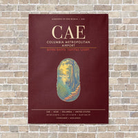 Thumbnail for Columbia Metropolitan Airport CAE - Canvas Framed - Dark Red