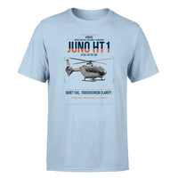 Thumbnail for Airbus H135 Juno HT1 design on light blue t-shirt, single-side print