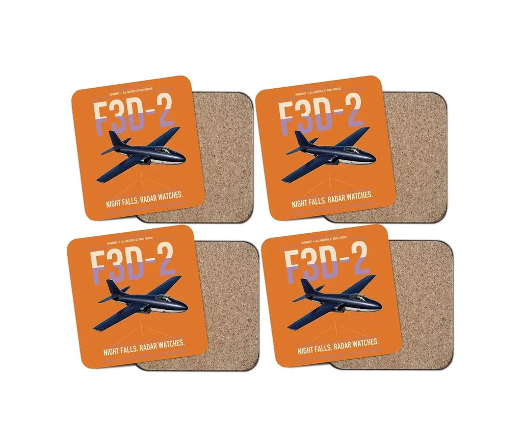 F3D-2 Skyknight design on orange 4 pieces set coaster