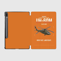 Thumbnail for Sikorsky UH-60M Black Hawk design on orange samsung tablet tablet case