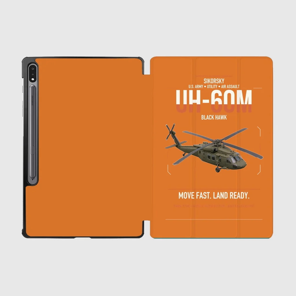 Sikorsky UH-60M Black Hawk design on orange samsung tablet tablet case
