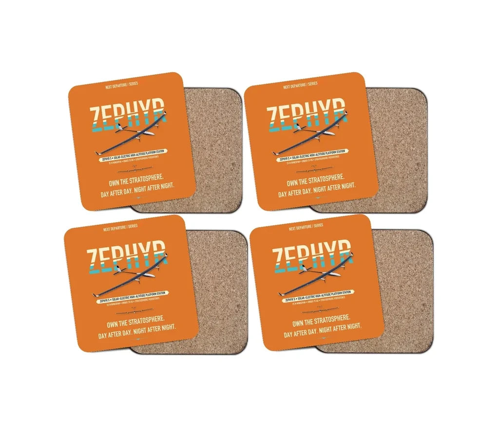 Airbus Zephyr S design on orange 4 pieces set coaster