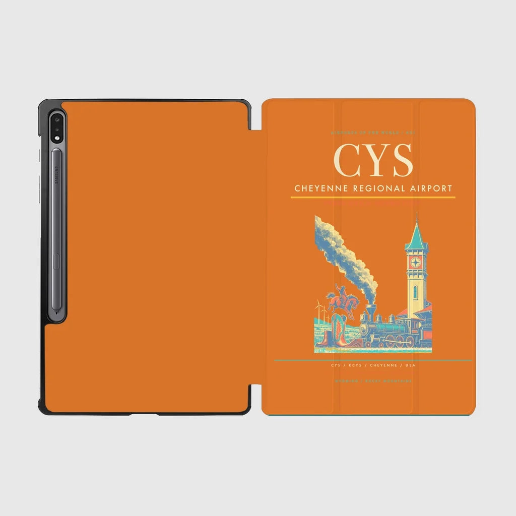 Cheyenne Regional Airport (CYS) design on orange samsung tablet tablet case