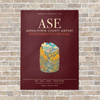 Thumbnail for Aspen - Pitkin County Airport ASE - Canvas Framed - Dark Red