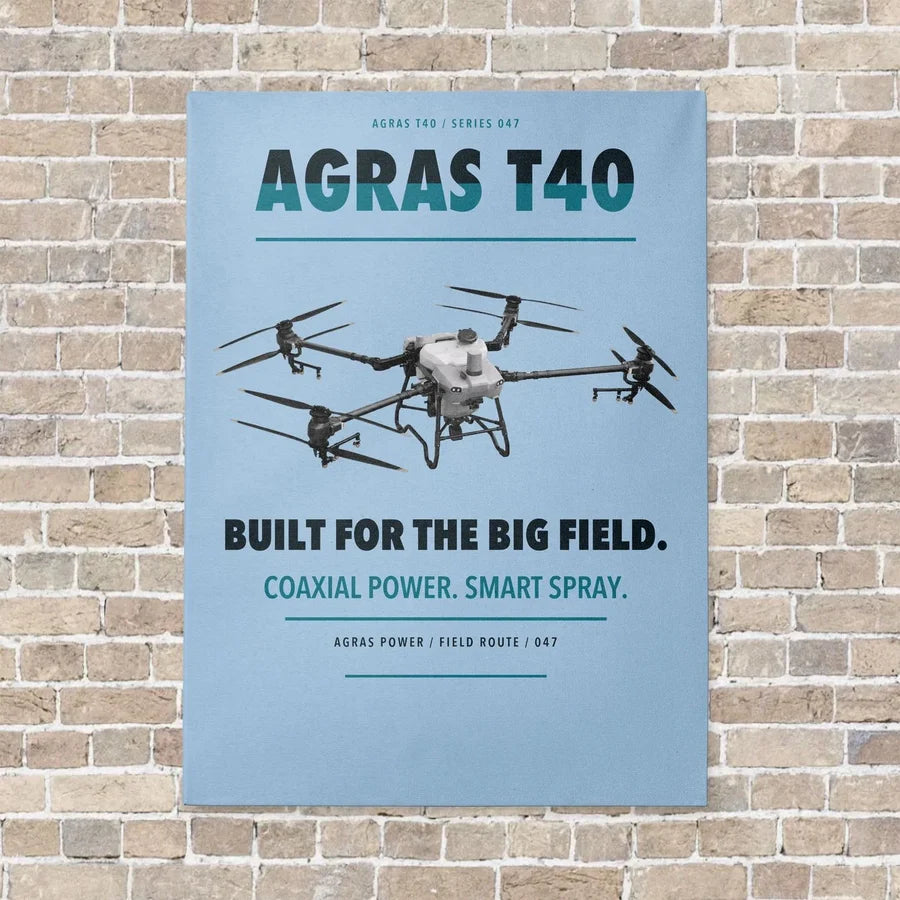 DJI Agras T40 vertical canvas print - no frame - light blue background