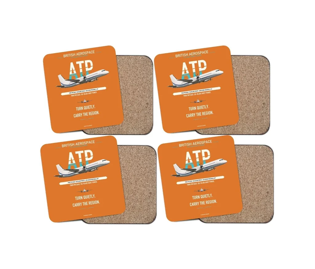 British Aerospace ATP design on orange 4 pieces set coaster