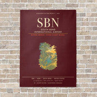 Thumbnail for South Bend International Airport SBN - Canvas Framed - Dark Red