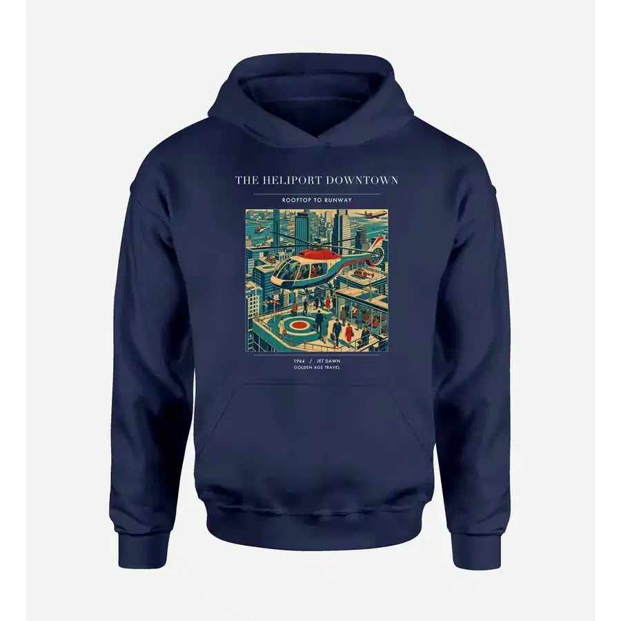 VINTAGE G4127 - The Heliport Downtown - Premium Hoodie design on navyblue premium