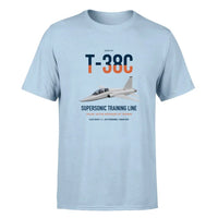 Thumbnail for T-38C Talon design on light blue double-side t-shirt, single-side print