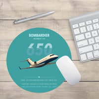 Thumbnail for Bombardier Challenger 650 design on turquoise round mouse pad