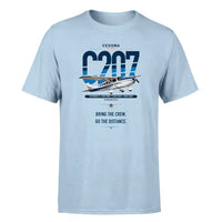 Thumbnail for Cessna T207A Stationair 8 design on light blue t-shirt, single-side print