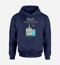 Thumbnail for Haugesund Airport, Karmøy (HAU) design on navy blue hoodie single-side print