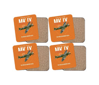 Thumbnail for Supermarine Spitfire Mk IX design on orange 4 pieces set coaster