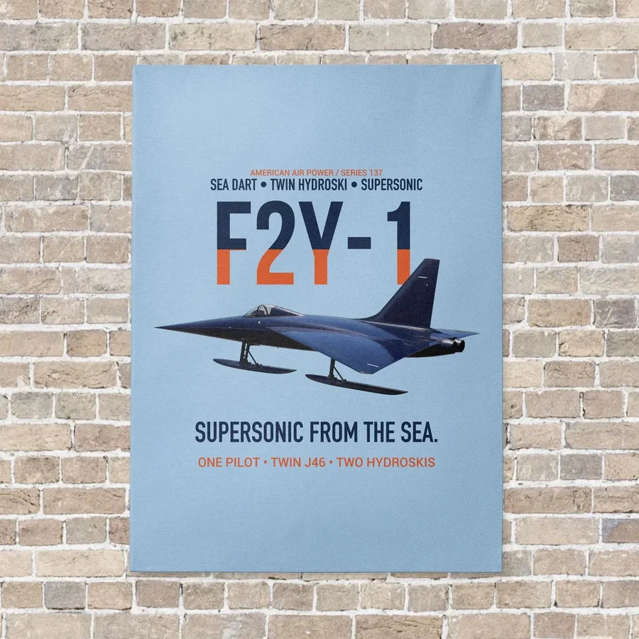 F2Y-1 Sea Dart Supersonic from the Sea vertical canvas print - no frame - light blue background