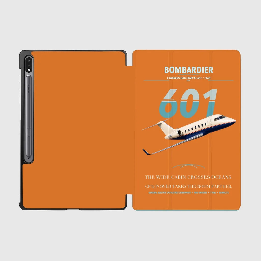 Bombardier Challenger 601 design on orange samsung tablet tablet case