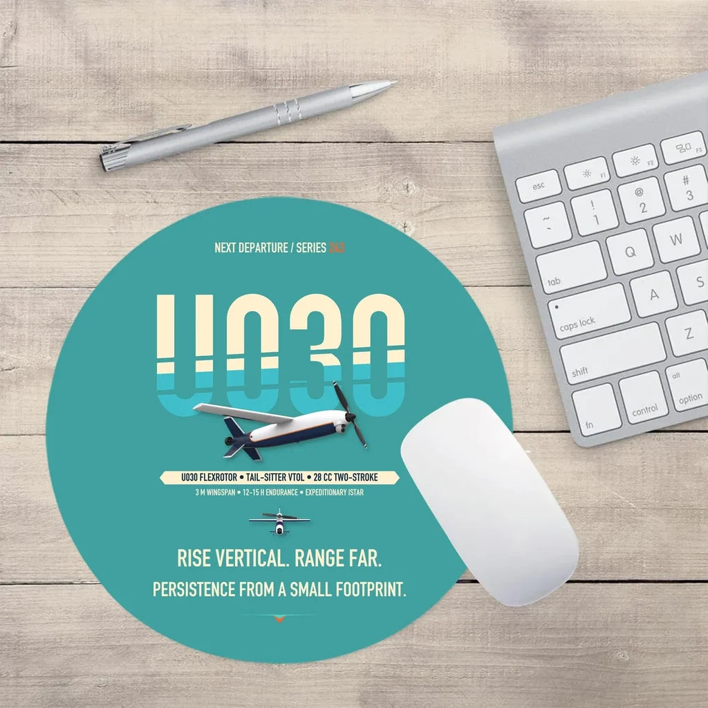 Airbus U030 Flexrotor design on turquoise round mouse pad